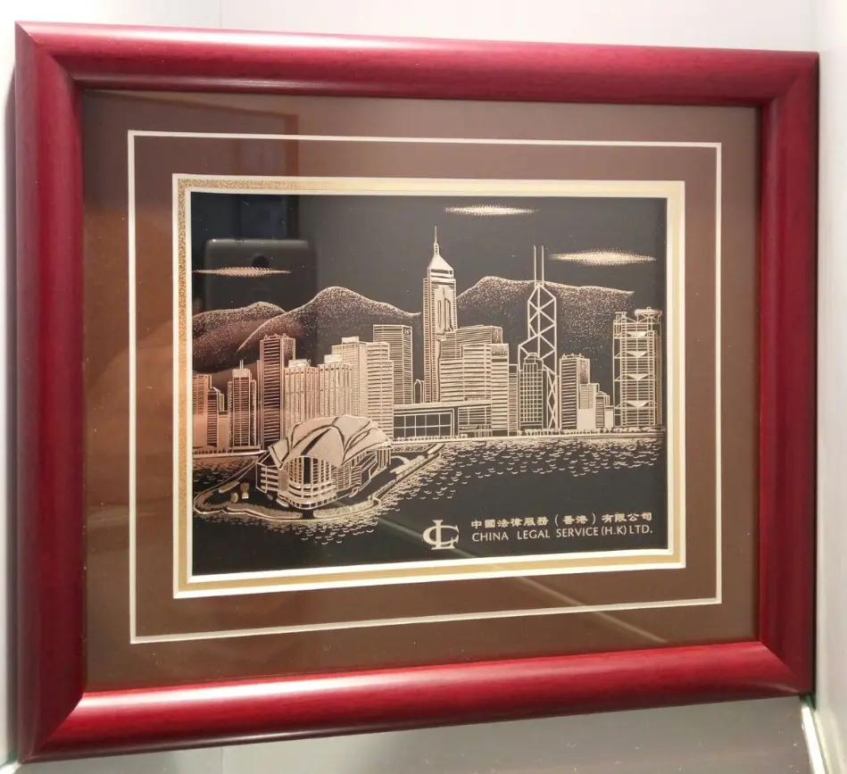 香港天際線金箔画