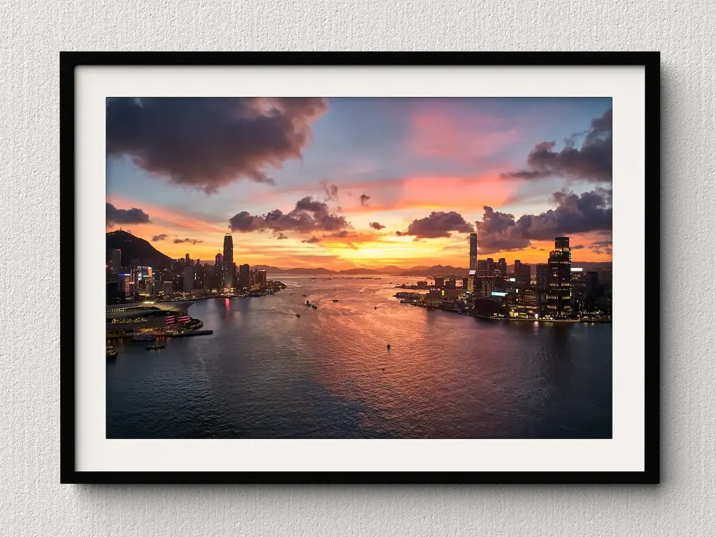 維多利亞港日落圖