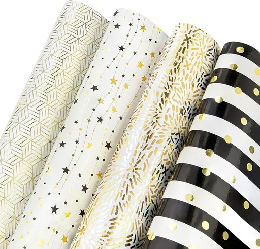 Luxury Wrapping Paper Set (4 Sheets + 2 Ribbons)