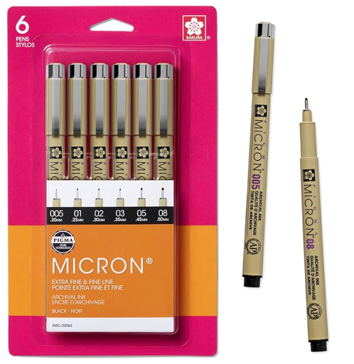 Sakura Micron Fineliners Sakura Micron Fineliners (Set of 6)