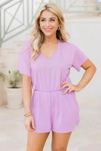 Ribbed Lounge Romper – Dusty Lilac