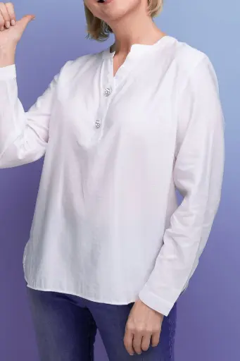 系扣式亨利亞棉上衣