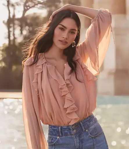Ruffled Cuff Chiffon Blouse