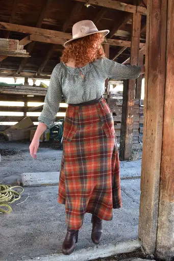 Autumn Check Wool Skirt